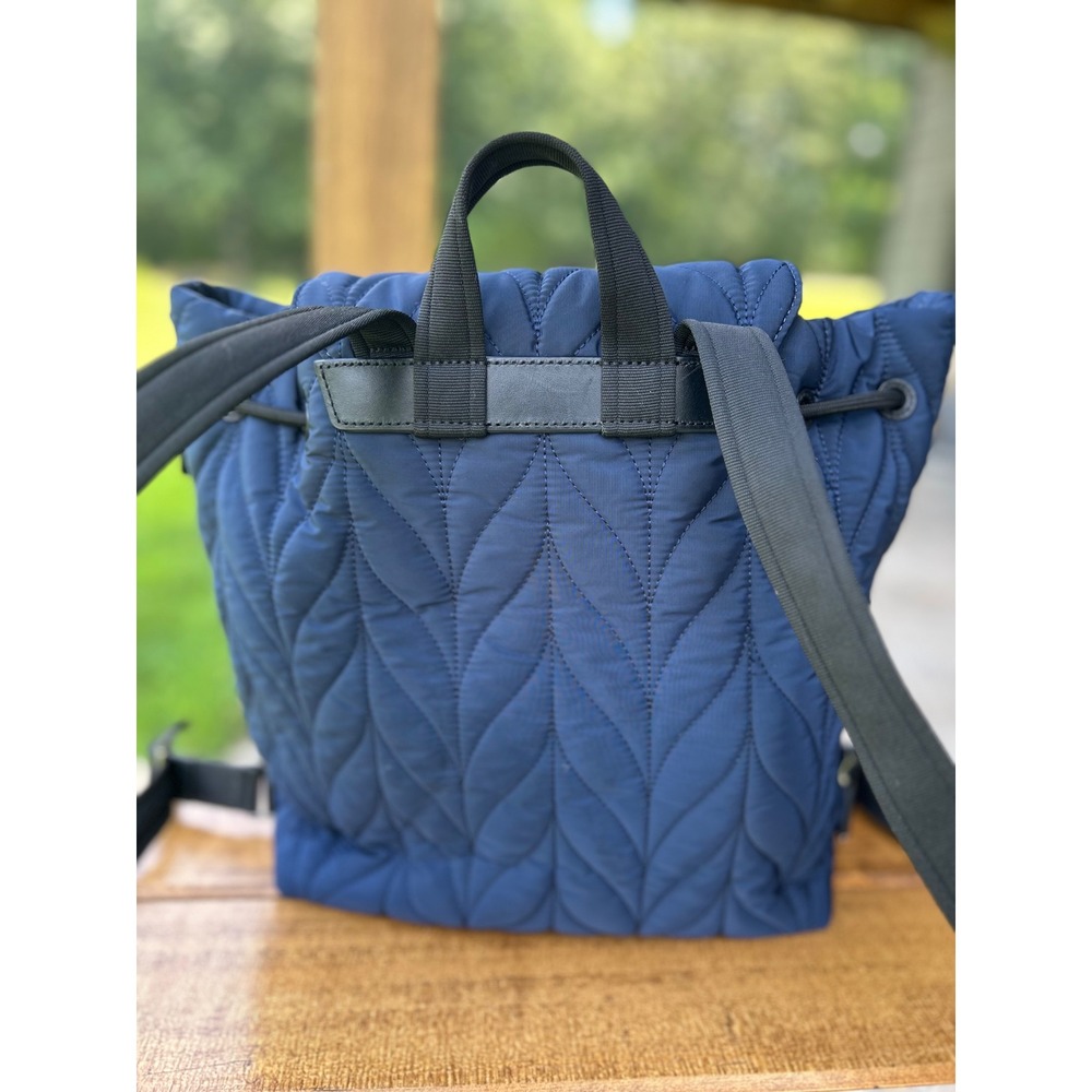 Kate Spade Ellie Flap Backpack Navy Quilted Lightweight‎ Nylon Travel Laptop Bag - Picture 3 of 14